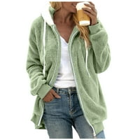 Outfmvch dukserice za žene jednobojna dukserica s kapuljačom pulover topla vunena plišana kaputa Zipper ženski vrhovi ženski džemperi zeleni