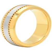 Muška kobaltna dvobojna žuta IP Milgrain Burma - muški prsten