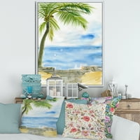 Designart 'Palm Beach Resort na Sunrise II' Nautički i obalni uokvireni plamen Zidni umjetnički otisak