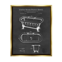 Stupell Industries Kupatilo Kade Patentni dijagram grafički umjetnost Metalno zlato plutajući uokvireni platno Ispis zidne umjetnosti, dizajn Karla Hroneka