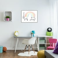Stupell Industries Cat Rainbow Zabavni ljubimci Životinje i insekti Bojalicu Siva uokvirena Art Print