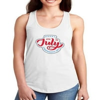 Sretan Četvrti jul Logo Racerback Tank žene-slika Shutterstock, ženski x-mali