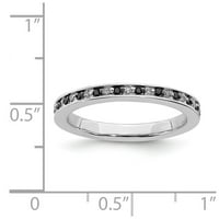 Sterling Silver Stackable izrazi crno-bijeli dijamantski prsten Veličina: 9; za odrasle i tinejdžere; za žene i muškarce