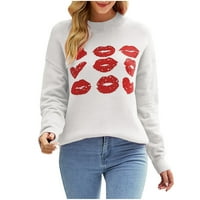 Jeseni džemperi za žene Ženska modna casual puna boja pletena zaljubljena za Valentinovo za tiskanje dugih