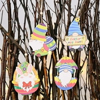 Solarno svjetlo Vrt Sretan Uskršnji drveni ukrasi ukrasima Uskršnje jaje zeko šargarepa Košarica Drveni