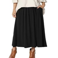 Luxplum ženske Maxi suknje visokog struka duga suknja linija Ležerna plaža Crna XL