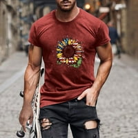 Patriotske košulje za trčanje za muškarce kratke rukave Crewneck Fitness Sport T-Shirt Wine XL