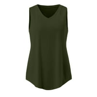 Miayilima Army Green XXL Tank Top za žene modni rukav V vrat trening Tops štampani Casual majice bluza