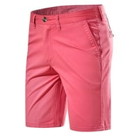 Muške modne kratke pantalone Plus Veličina jednobojne dugmad sa patentnim zatvaračem mikro elastični struk ravne kratke hlače u pet tačaka Casual prozračne rastezljive kratke hlače Hot Pink XL