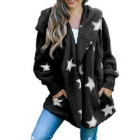 Miluxas Clearence Plus size Ženski modni casual džep sa kapuljačom sa pet šiljasti zvjezdani kardigan