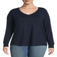 Terra & Sky ženska majica sa V-izrezom sa V-izrezom velike veličine