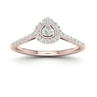1 3ct TDW dijamant 10k prsten za oreol od ružičastog zlata u obliku kruške