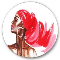 Designart 'portret Afro američke žene IX' moderna kružna metalna zidna Umjetnost-disk od 23