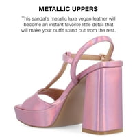 Kolekcija Journee Womens Parson Metallic Veganske kožne platforme sandale