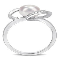 Slatkovodni kultivirani biser i dijamantski naglasak Sterling Silver apstraktni prsten