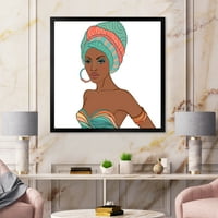 PROIZVODNJAČA 'Afroamerička žena sa turbanom i naušnicama' Moderna framed Art Print