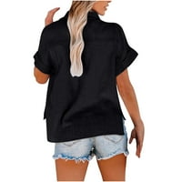 Azrian Shirt Clearance ženski topovi modni čvrsti button Shirt ženski V-izrez labava majica bluza
