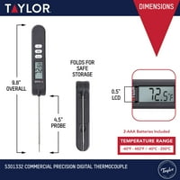 Taylor Digital Fold Termometar Termometar Sonda Od Nerđajućeg Čelika Crna