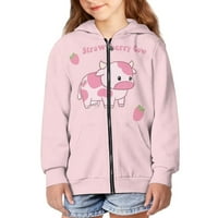 Suhoaziiiiiiiiiiiiiiiiiiiiiiiiiia Cow Graphic Zip up hoodie za djevojke 8- godina samo uzgoj jakne modne