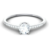 Poshadime okrugli pravi Moissanite u 18k bijelom pozlaćenom pasijansu ženski zaručnički prsten, veličina