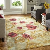 Mohawk Home Prismatic Fresco Floral Gold Transitional Floral Precision Printed Area Rug, 8'x10', Gold