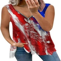 Dabuliu 4. srpnja tenkovi za žene O izrez Vintage ugrađene američke zastave vrhovi majica bez rukava bez