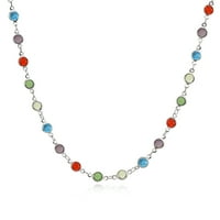 Srebrni ton multi-boja kristalni lanac ogrlica