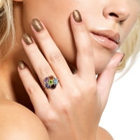 Miabella ženski multi-dragulj i dijamant žuto zlato bljeskalica od Sterling srebra cvjetni prsten
