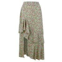 ekzipvz plisirane suknje za žene ženska Leda midi suknja sa visokim usponom detalji dugmeta u Bonet Stripe Green, XL