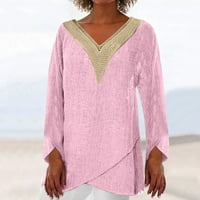 Vrhovi za žene modni Casual dužina rukav V-izrez jednobojna nepravilna bluza vrhovi tunika Tshirt Party plaža na klirensu