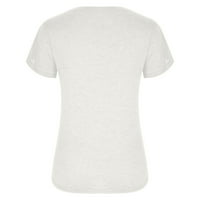 Bijela bluza za žene Moda žene okrugli vrat kratki rukav s volanima T-shirt Tops ljetna bluza Lucky T-Shirt ,Bijela, 3XL