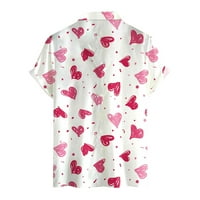 Hanas muški stil Valentinova štampani kratki rukav sa širokim dugmetom Casual Shirt White XL