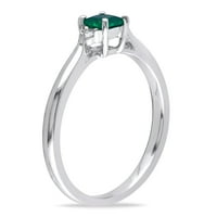 Miabella ženski karat T. G. W. princeza-rez stvorio smaragd i dijamantski naglasak Sterling srebro 3-kamen obećanje prsten