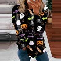 Homchy pulover vrhovi za žene okrugli vrat pamuk Casual Moda Halloween Print Dugi rukav o-izrez pulover