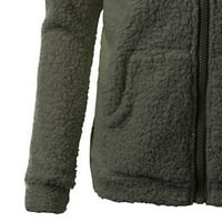 Abcnature ženski džemper sa kapuljačom topla vuna sa zatvaračem kaput pamučni kaput Outwear Vojska zelena 3xl