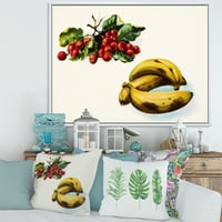 PROIZVODNJA Crvene bobice i banana seoska kuća uokvirene platnene zidne umjetnosti