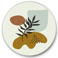 Designart 'apstraktni Oblici s botaničkim minimalističkim listom II' moderni krug metalni zid Art-disk od 36