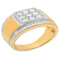 Ised 14K pozlaćeni kubični cirkonijski srebrni prsten za muškarce i žene