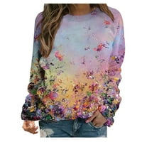 Trendi Plus Size vrhovi dugi rukavi majice cvjetni štampani duksevi labava tunika ženski jesenji modni
