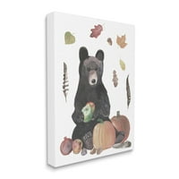 Stupell Industries Bear Cub Holding Holding Apples Jesenji lišće i bundeve, 48, Dizajn Alicia Longley