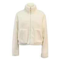 Uhndy zimske jakne kaputi za žene, žene seksi čvrsta flisa baršunasta jakna džepni Crop Workout Dugi rukav