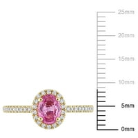 Miabella ženski karat T. G. W. ružičasti safir i karat T. D. W dijamant 10kt oreol prsten od žutog zlata