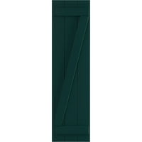 Ekena Millwork 1 8 W 57 H True Fit PVC ploča spojena ploča-N-letve roletne w Z-Bar, termo zelena
