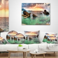Designart Sunrise na plavoj plaži Lamai - jastuk za bacanje na obalu mora-18x18
