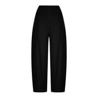 absuyy ženske pantalone klirens Patchwork srednji struk Casual labave ravne udobne pantalone crna Veličina 2XL