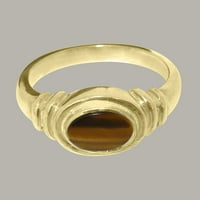 Britanski 10k žuti zlatni prirodni Tigrovi eye Unise zaručnički prsten-Opcije veličine-veličina 9.25