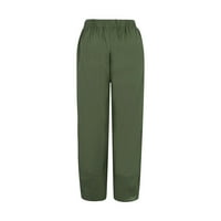 Ženske pantalone ženske pamučne i lanene elastične pantalone sa džepom labave Harem pantalone čiste boje Crop pantalone lanene pantalone za žene Mint Green XXXXL
