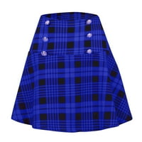 Žene Casual Fashion Plus Size Mini Suknje Karirane Štampe Suknje Visokog Struka Dame Elegantne Klupske Suknje Sa Dugmetom