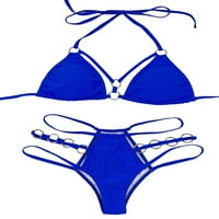 Meihuida ženski jednobojni kupaći kostimi , podstavljeni metalni prsten za vezivanje za odrasle + tange