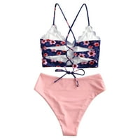 huaai kupaći kostim žene bikini žene cvjetni scalloped crisscross tankini kupaći kostim kupaći kostim